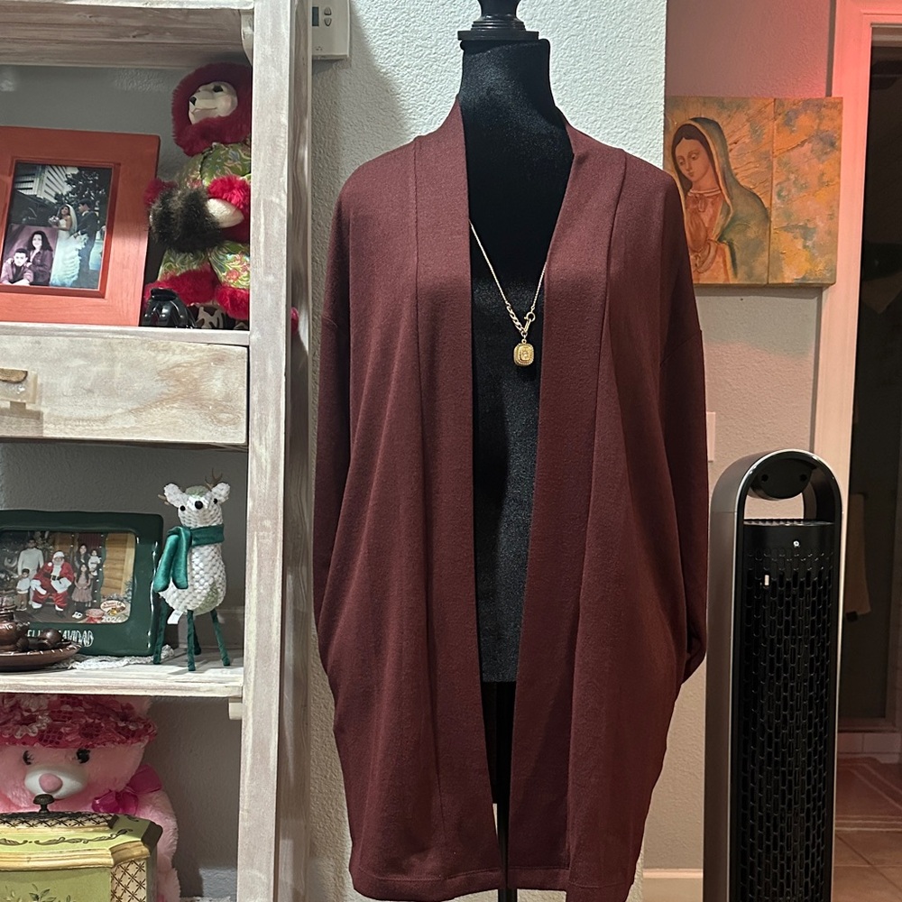 Sanctuary Chic Open-Front Long Cardigan Brown Hue